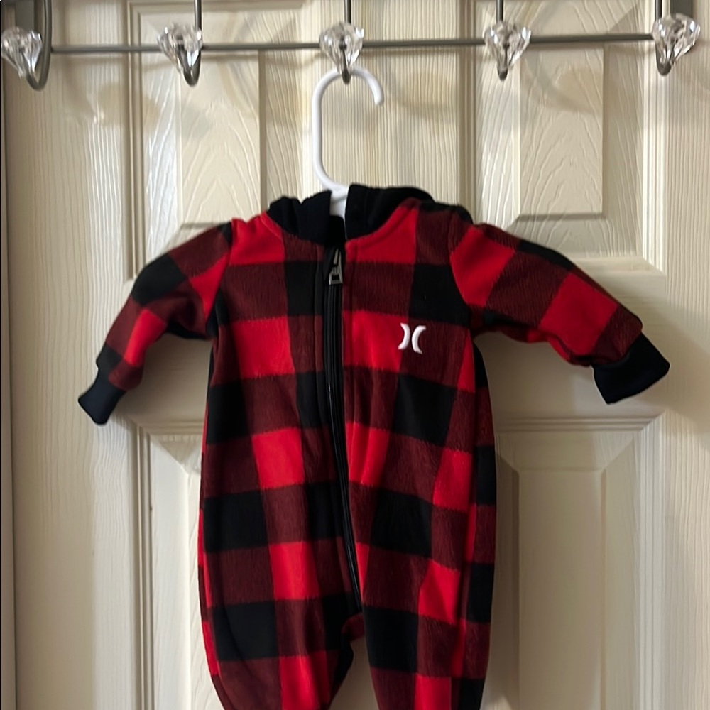 Hurley Red and Black Plaid One Piece Footies